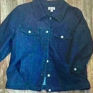 Denim&Co Navy Blue Women's Denim Jacket with Button Front